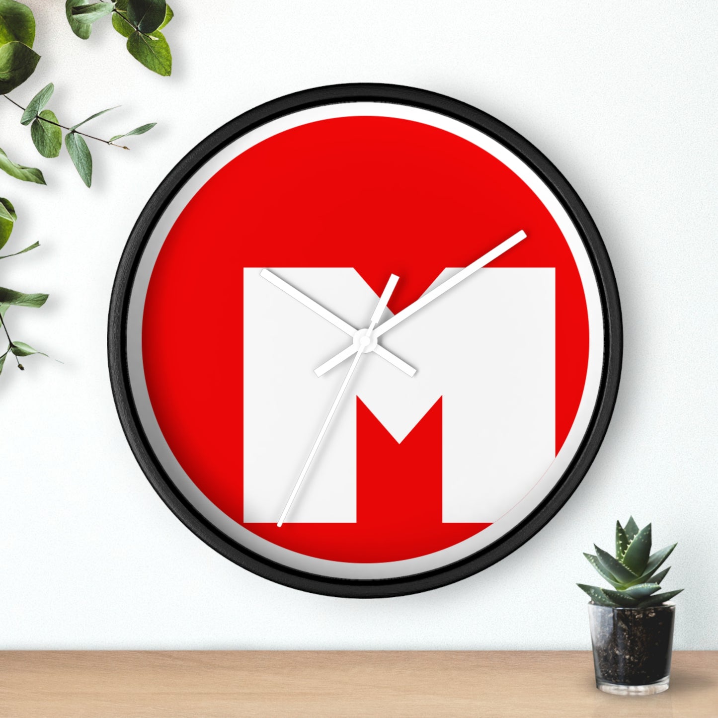 Modern Minimalist Wall Clock, Decorative Home Clock, Gift for Him/Her, Unique Timepiece, Red Accent Wall Decor