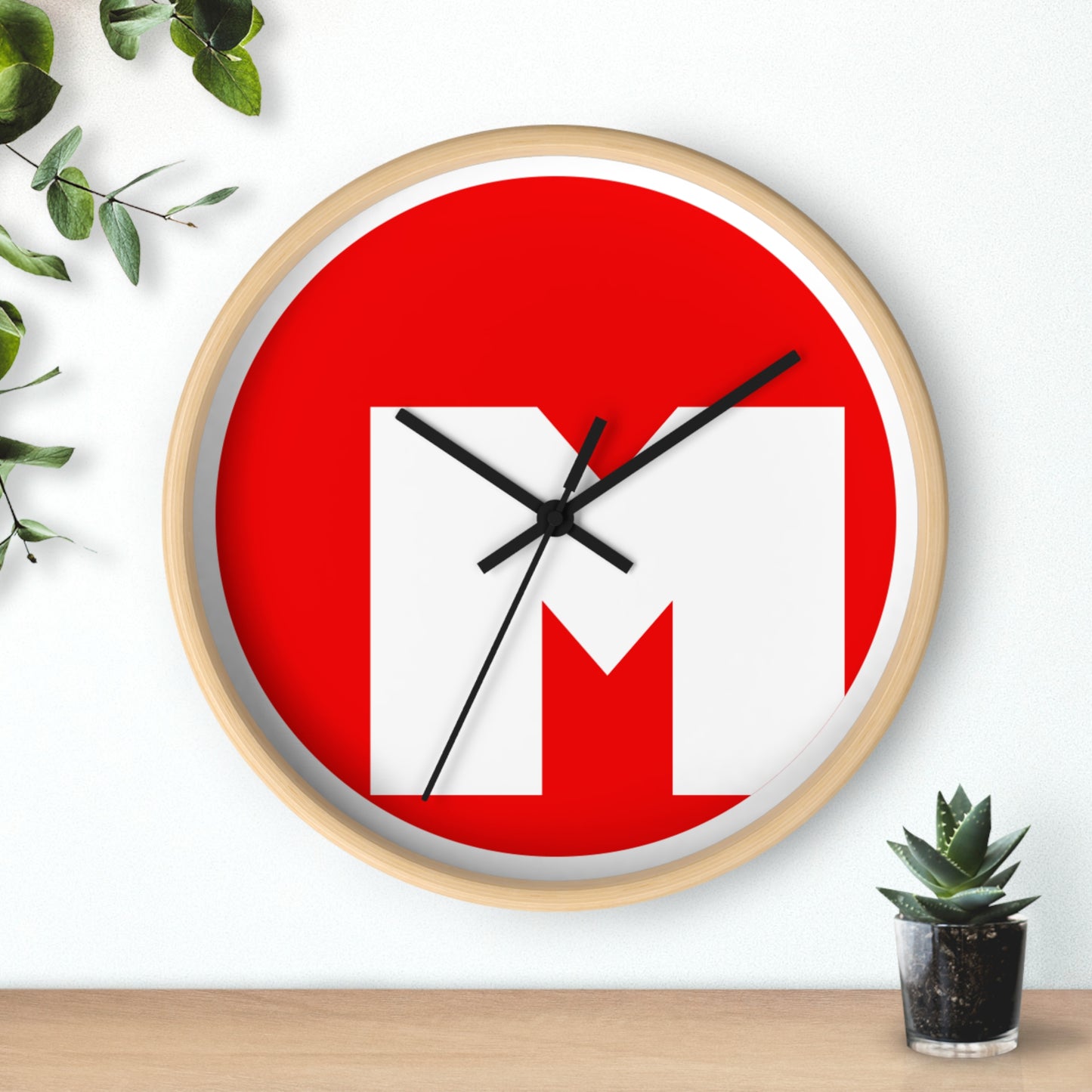 Modern Minimalist Wall Clock, Decorative Home Clock, Gift for Him/Her, Unique Timepiece, Red Accent Wall Decor